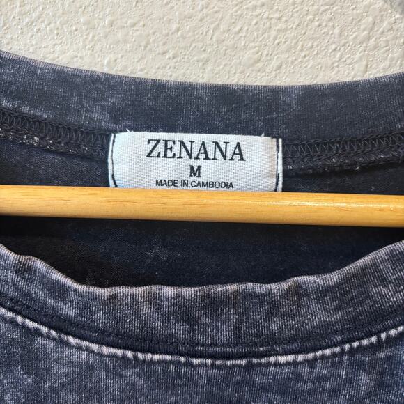Zenana Acid Wash Rolled Cuff Oversized Pullover Tee - Picture 8 of 8